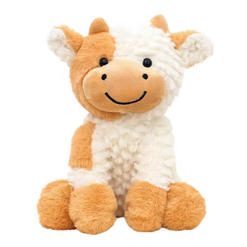 Cute Fluffy Cow Stuffed Animal Toy Sleeping